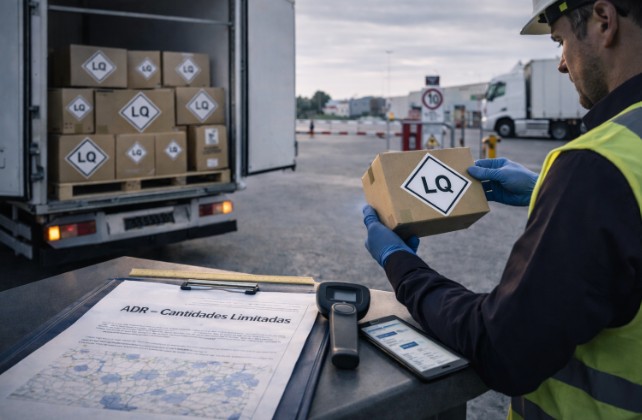 Transporte de mercancías peligrosas acogido a la exención de cantidades limitadas del ADR mediante embalajes LQ