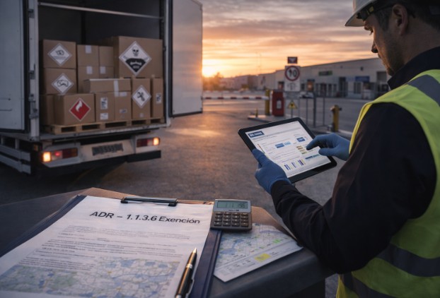 Exención 1.1.3.6 del ADR aplicada al transporte terrestre de mercancías peligrosas por debajo de los límites establecidos