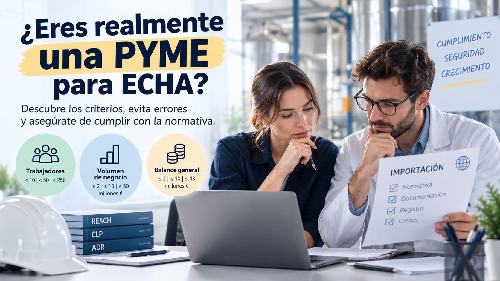 Profesionales revisando el tamaño de empresa PYME para ECHA antes de un registro REACH