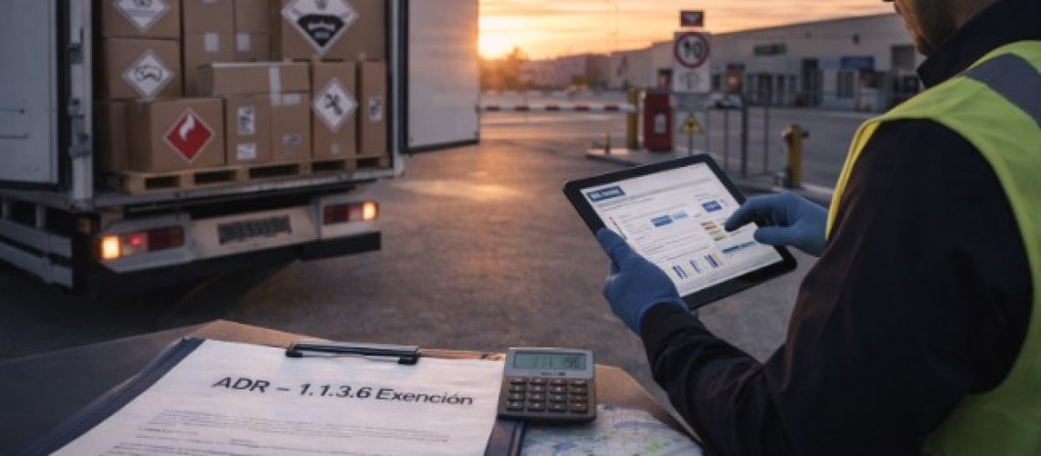 Exención 1.1.3.6 del ADR aplicada al transporte terrestre de mercancías peligrosas por debajo de los límites establecidos