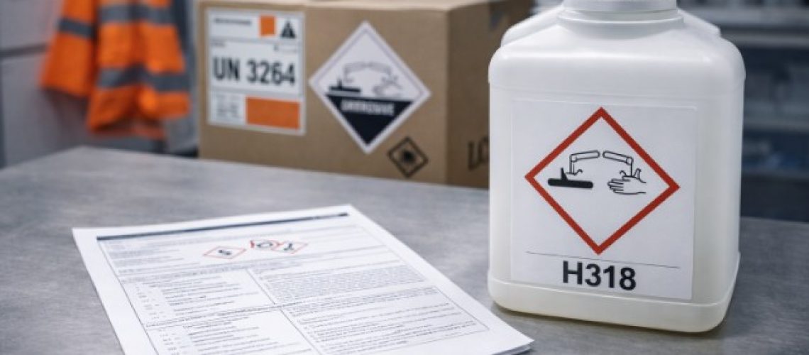 Diferencia entre la clasificación H318 del Reglamento CLP y la clasificación ADR para el transporte de mercancías peligrosas