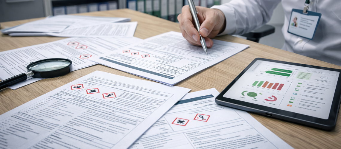 Revisión de fichas de datos de seguridad durante inspecciones REACH centradas en estructura y calidad de la información